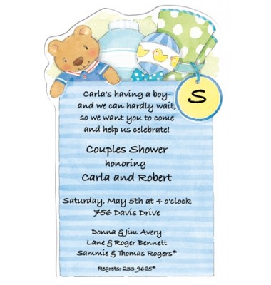 Baby Shower Invitations, Diaper Bag Blue, Picture Perfect